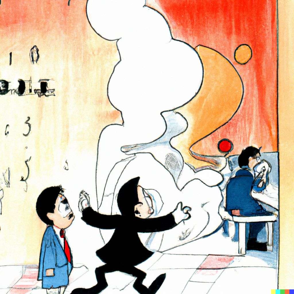 a representation of anxiety, cartoon by Osamu Tezuka
